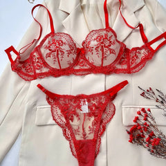 Flower Embroidery See Through Mesh
