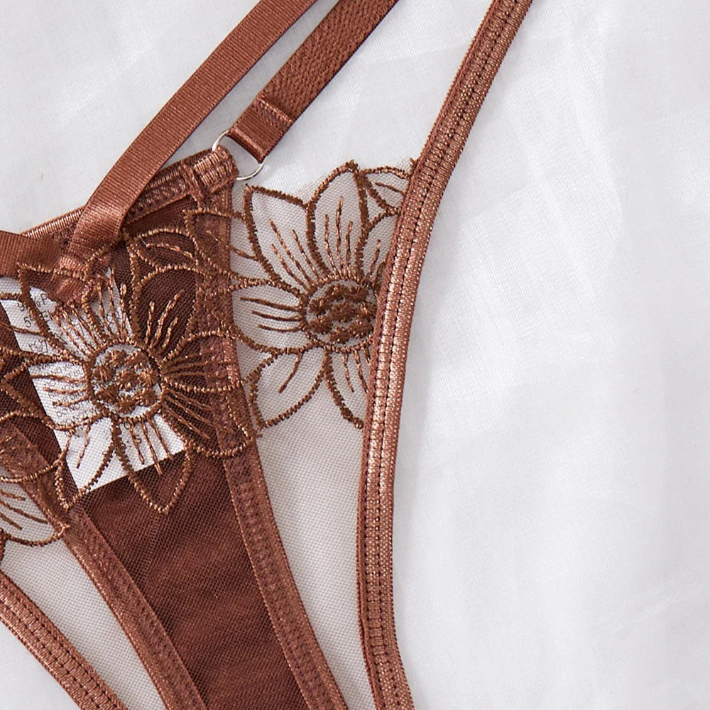 French Embroidery Mesh Hollow Out Bra