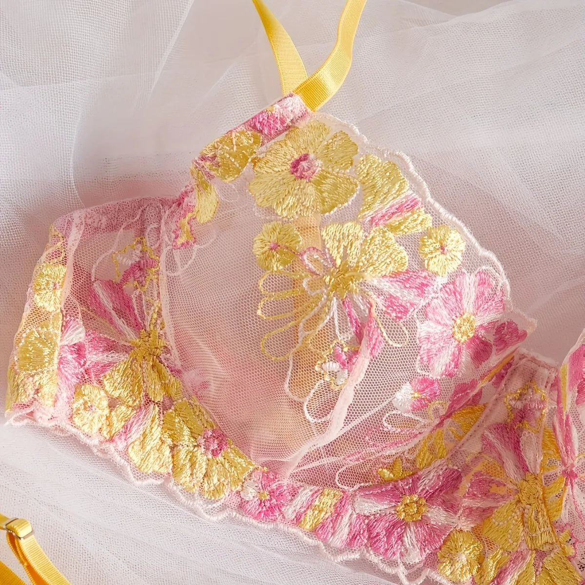 French Lace Floral Embroidery Bra Lingerie Sets Erotic Exotic Suits