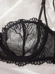 French Lace Transparent Half Cup Bras Erotic Seductive Underwearss Clothingss Seductive Lingerie Set