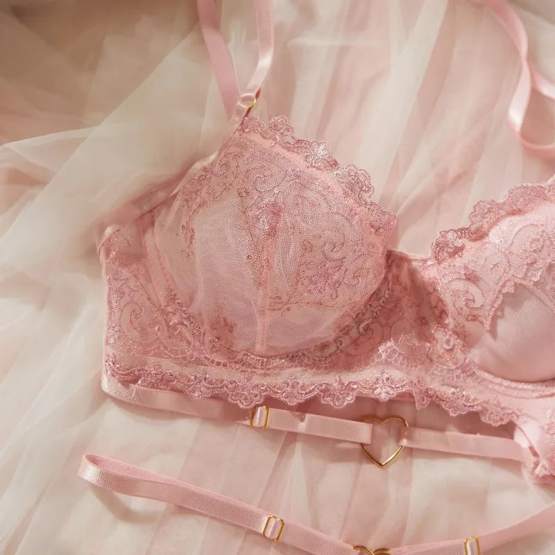 French Lace Lingerie Sets Delicate Floral Embroidery Lace Erotic Set Fairy Romantic Intim Goods Valentine Outfit
