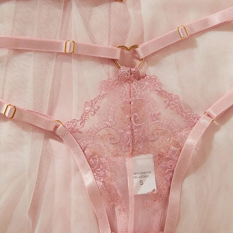 French Lace Lingerie Sets Delicate Floral Embroidery Lace Erotic Set Fairy Romantic Intim Goods Valentine Outfit
