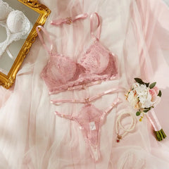French Lace Lingerie Sets Delicate Floral Embroidery Lace Erotic Set Fairy Romantic Intim Goods Valentine Outfit