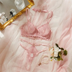 French Lace Lingerie Sets Delicate Floral Embroidery Lace Erotic Set Fairy Romantic Intim Goods Valentine Outfit
