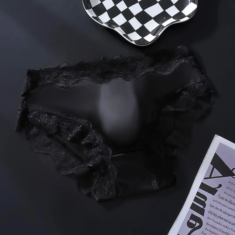 French Men Male Lace Trim Edge Breathable Airy 3D Shape High Elastic High Stretch Clothing Underpants Briefs Underwear