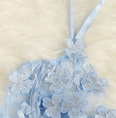 Fresh Floral Embroidery Applique Mesh Bra Lingerie Sets Erotic Exotic Suits