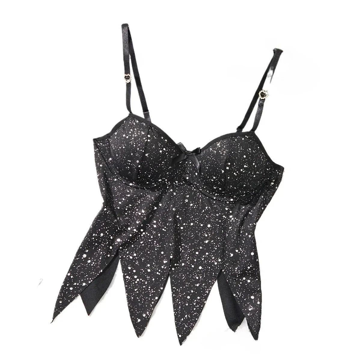 Halloween Black Shiny Sequins Sling Tube Corset