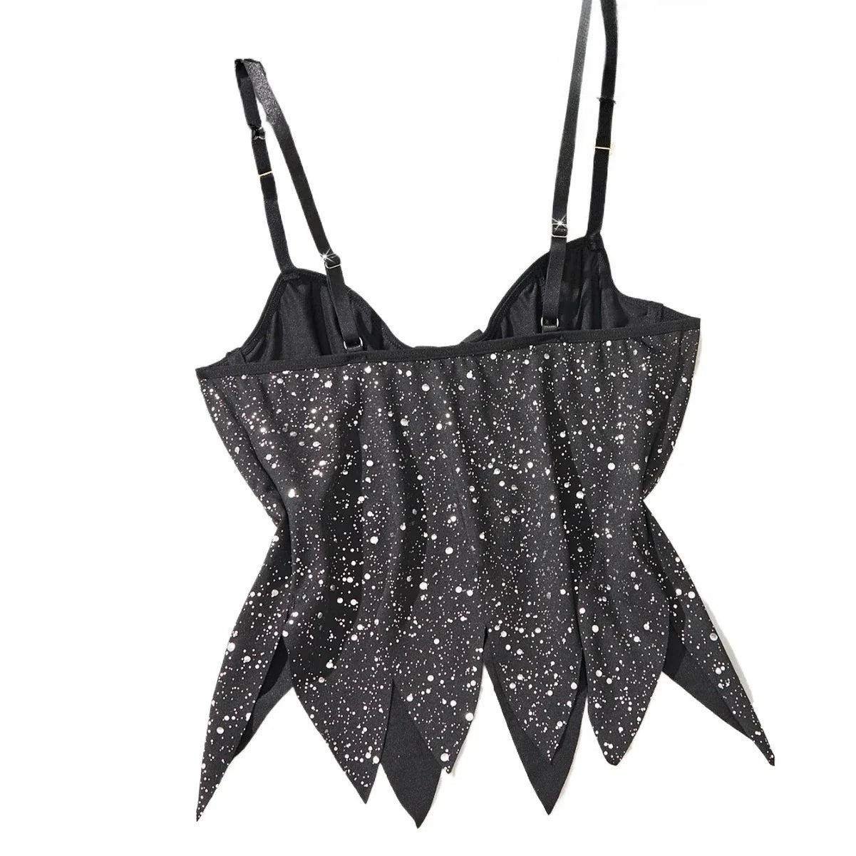 Halloween Black Shiny Sequins Sling Tube Corset