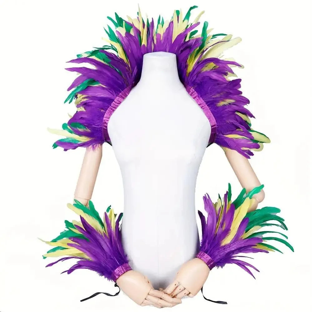 Halloween Punk Cosplay Party Elegants Shawl Feather Masked Ball Carnival Y2k Scarf Red Scarf Girl Designer Feather Punk