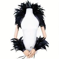 Halloween Punk Cosplay Party Elegants Shawl Feather Masked Ball Carnival Y2k Scarf Red Scarf Girl Designer Feather Punk