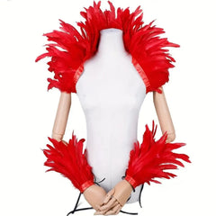 Halloween Punk Cosplay Party Elegants Shawl Feather Masked Ball Carnival Y2k Scarf Red Scarf Girl Designer Feather Punk