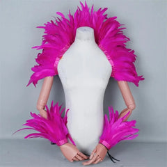 Halloween Punk Cosplay Party Elegants Shawl Feather Masked Ball Carnival Y2k Scarf Red Scarf Girl Designer Feather Punk