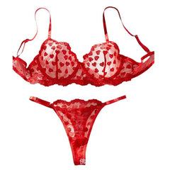 Heart Embroidery Pure Bras Erotic Seductive Underwearss Clothingss Seductive Seduct Lingerie Set