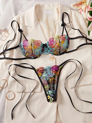 Heavy Craft Flower Embroidery Bra Lace Up Pantys Erotic Seductive Underwearss Clothingss Lingerie Set