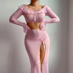 High-Slit Lingerie Dress Mesh High Split