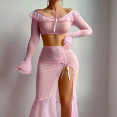 High-Slit Lingerie Dress Mesh High Split