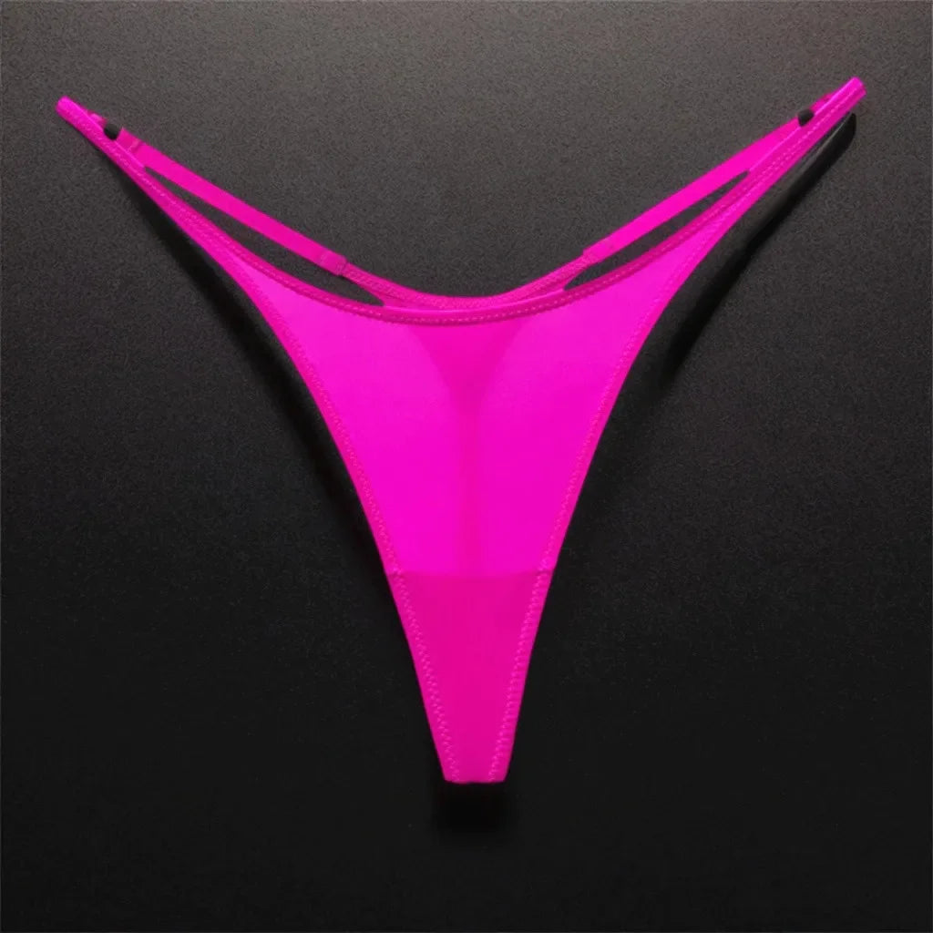 High Slit Seamless Sporty Thong Rose Underwear Fitness Ice Silk Thin Straps G-strings Plus Size