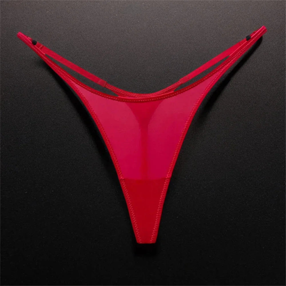 High Slit Seamless Sporty Thong Rose Underwear Fitness Ice Silk Thin Straps G-strings Plus Size