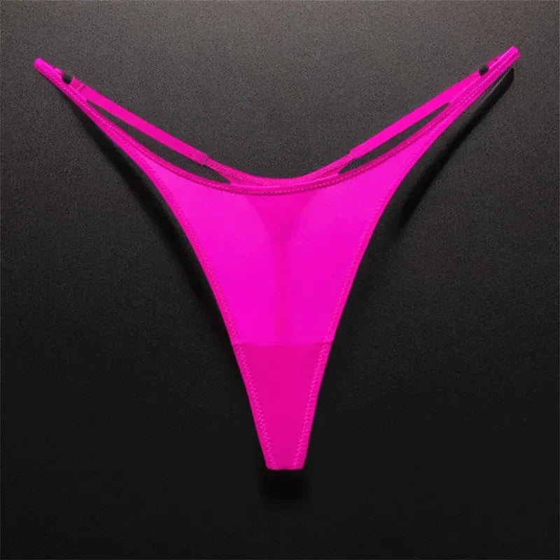 High Slit Seamless Sporty Thong Rose Underwear Fitness Ice Silk Thin Straps G-strings Plus Size