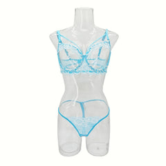 Hollow Out See Through Lace Mesh Bras Erotic Seductive Underwears Clothing Fashions Lingerie Set