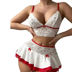 Cosplay Uniform Open Bra Miniskirt Nightwear Bra Sets Costumes Outfit Lingеrie Set Exotic