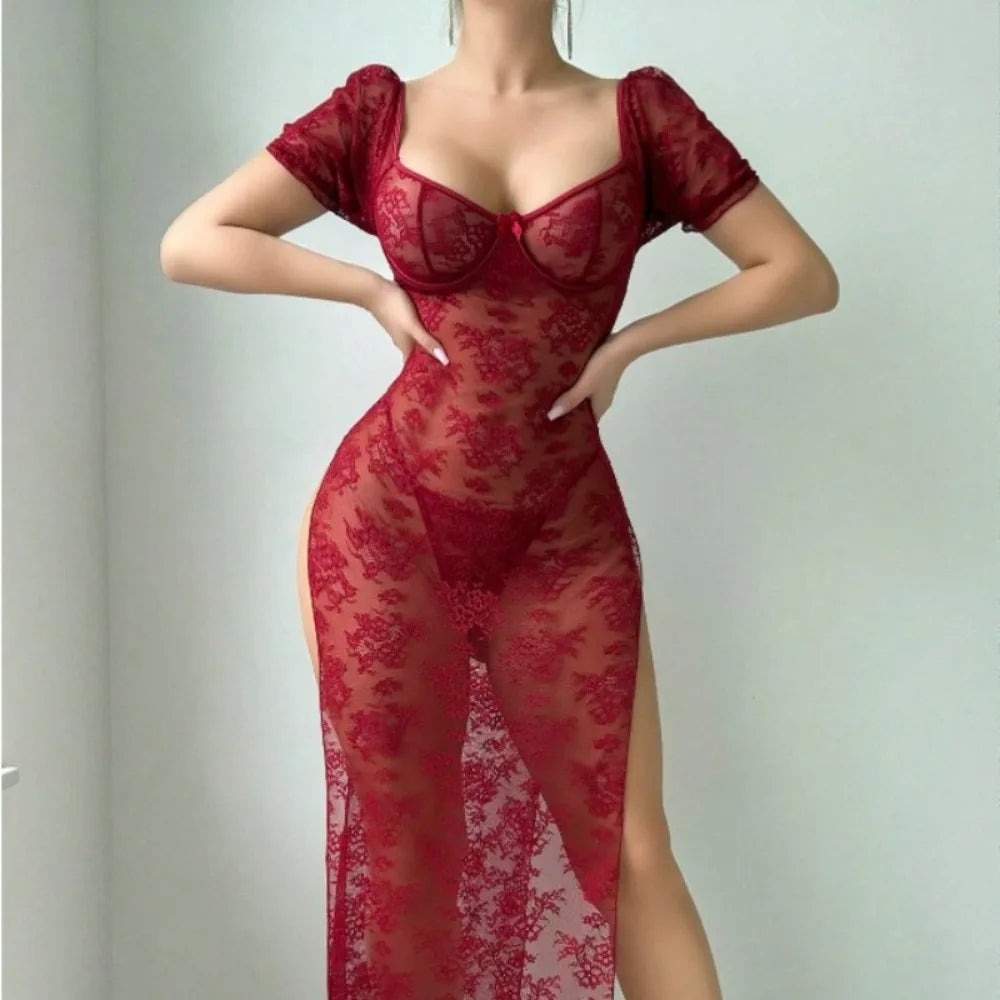 Lace Bodycon Dress Sheer See Through Lace Bodycon Tight