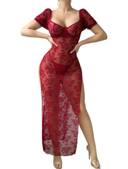Lace Bodycon Dress Sheer See Through Lace Bodycon Tight