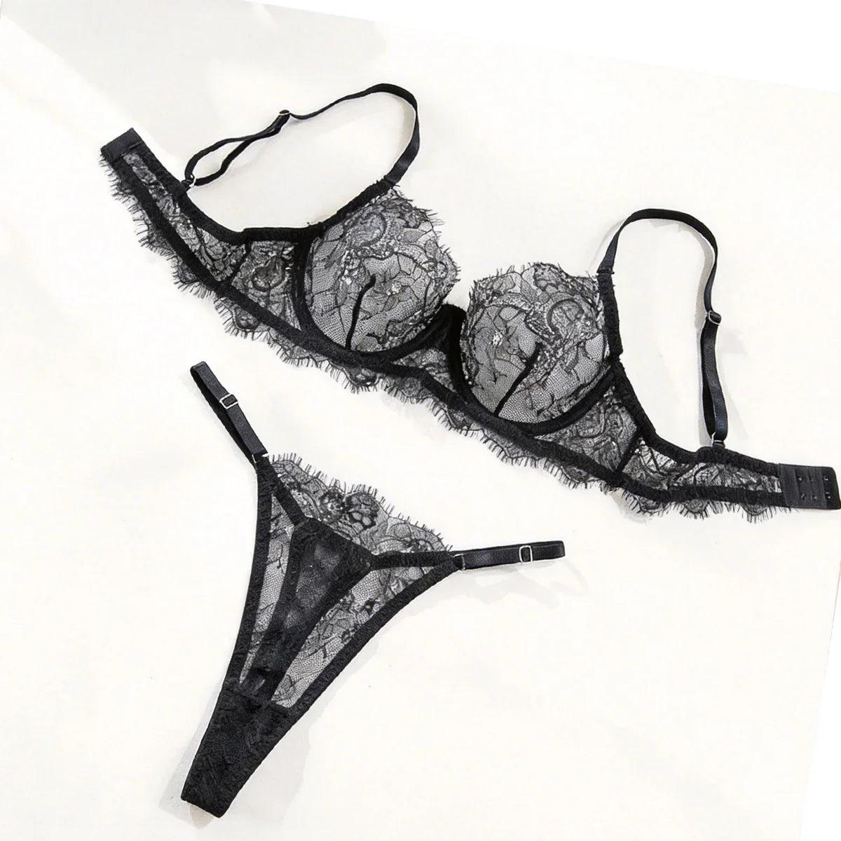 Lace Bra Set Floral Transparent Lace Bra Panty Lingerie Set Exotic Temptation Two Piece Set Erotic Costumes