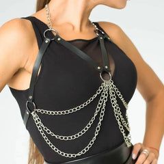 Ladies'  Personality Chain Style Leather BDSM Strap Bondage Strap Couple Accessories Chain Multi-layer Tassel Jewelry