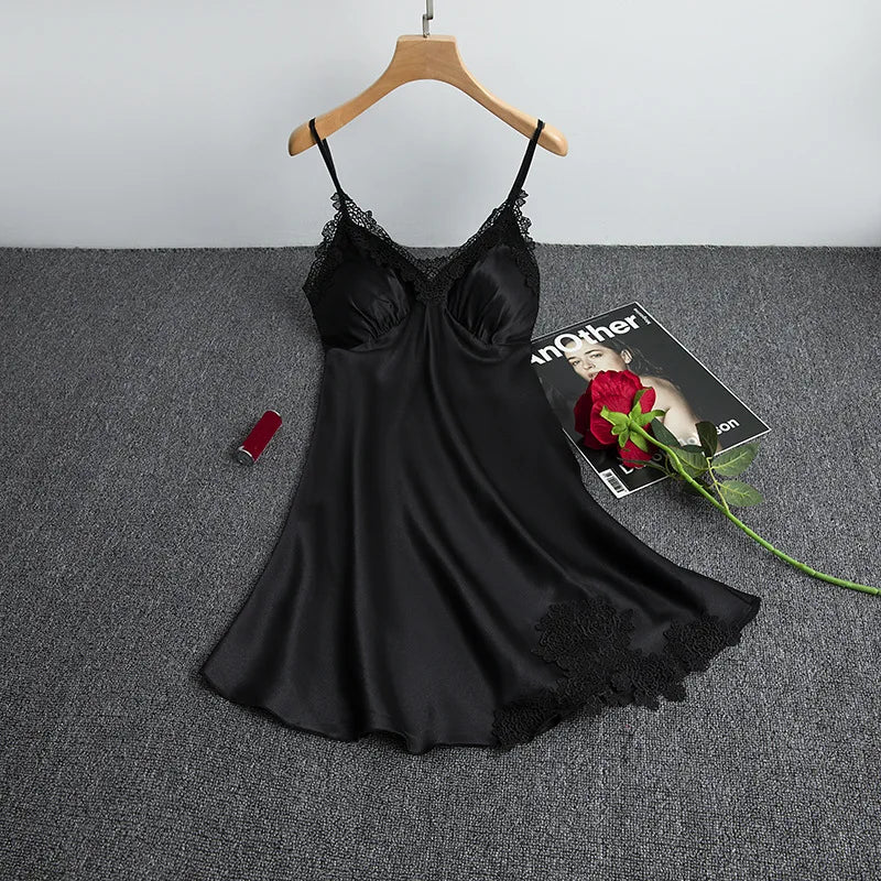 Spring Summer Ice Silk Pajama Set Camisole Nightdress with Robe Soft Comfortable Bathrobe Loungewear