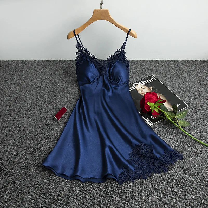 Spring Summer Ice Silk Pajama Set Camisole Nightdress with Robe Soft Comfortable Bathrobe Loungewear