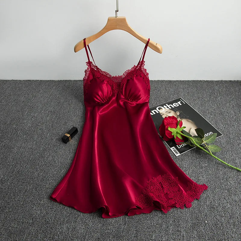 Spring Summer Ice Silk Pajama Set Camisole Nightdress with Robe Soft Comfortable Bathrobe Loungewear