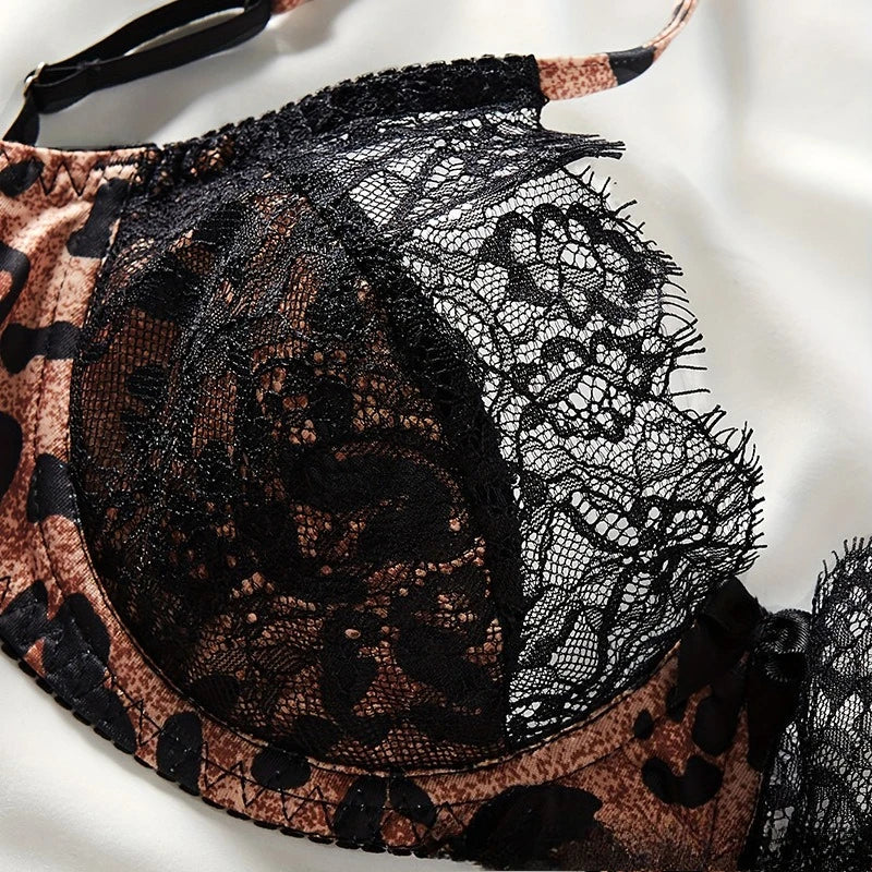 Leopard Print Lace Bra Lingerie Sets Erotic Exotic Suits