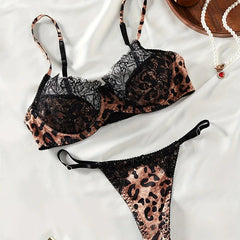 Leopard Print Lace Bra Lingerie Sets Erotic Exotic Suits
