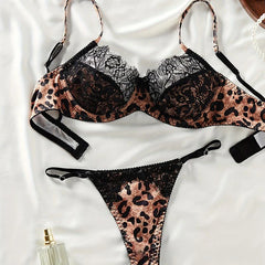 Leopard Print Lace Bra Lingerie Sets Erotic Exotic Suits
