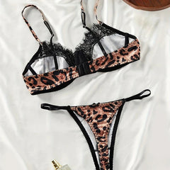 Leopard Print Lace Bra Lingerie Sets Erotic Exotic Suits