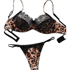 Leopard Print Lace Bra Lingerie Sets Erotic Exotic Suits