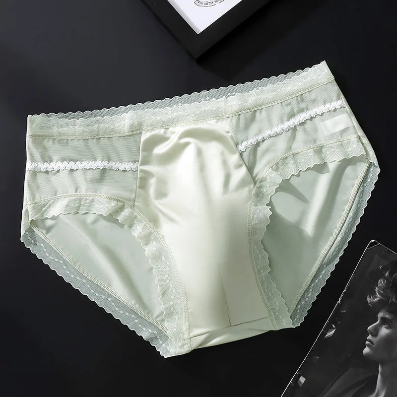 Men Male Ice Silk Seamless 3D Shape High Elastic High Stretch Breathable Airy Underpants Briefs Underwear
