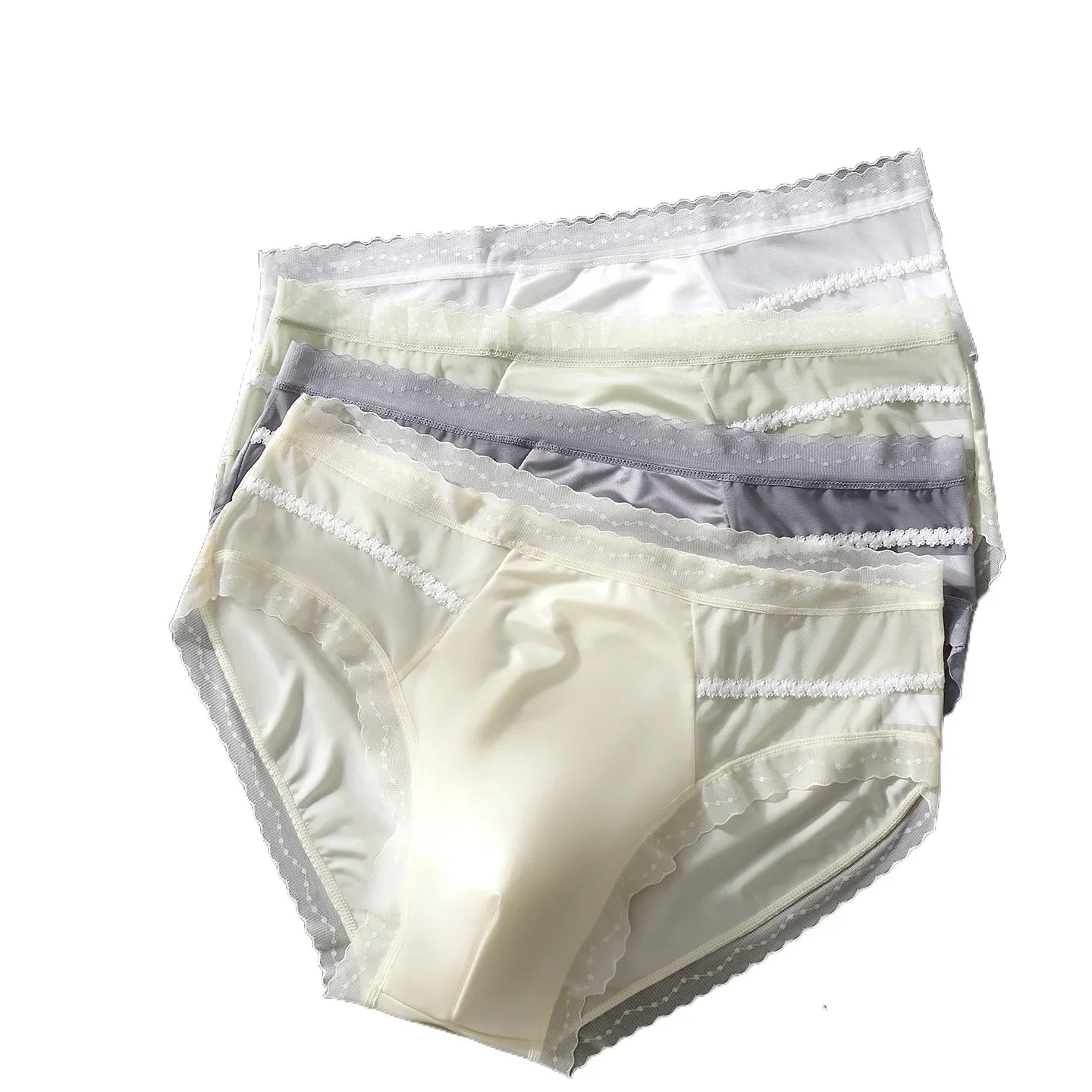 Men Male Ice Silk Seamless 3D Shape High Elastic High Stretch Breathable Airy Underpants Briefs Underwear