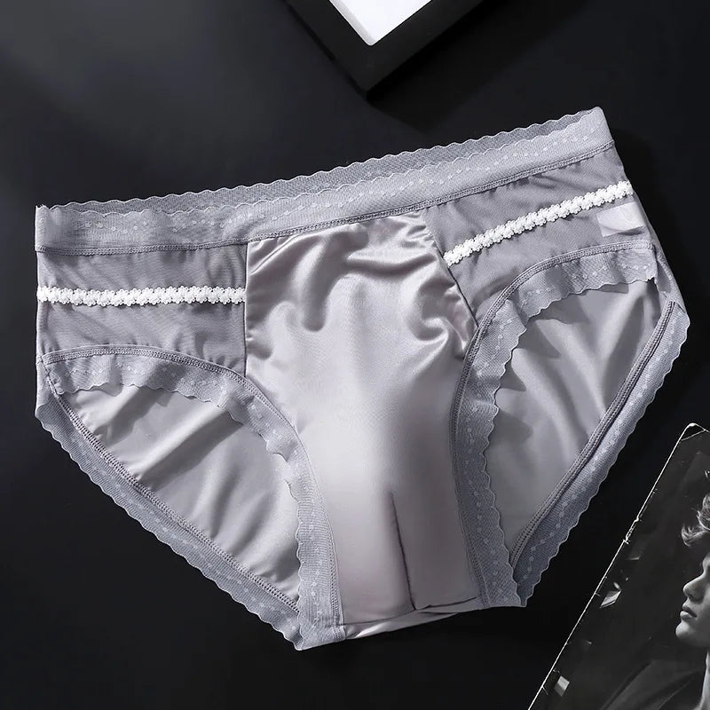 Men Male Ice Silk Seamless 3D Shape High Elastic High Stretch Breathable Airy Underpants Briefs Underwear