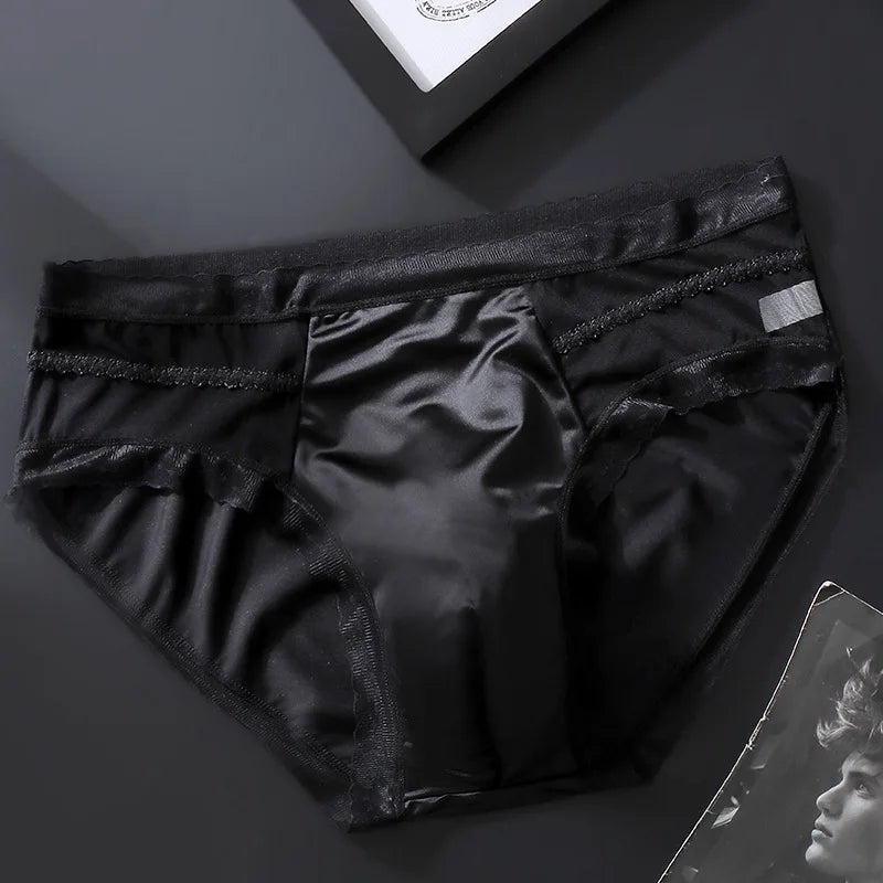 Men Male Ice Silk Seamless 3D Shape High Elastic High Stretch Breathable Airy Underpants Briefs Underwear