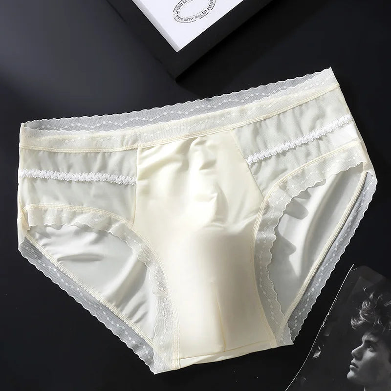 Men Male Ice Silk Seamless 3D Shape High Elastic High Stretch Breathable Airy Underpants Briefs Underwear