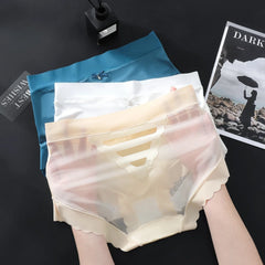 Men Male Ice Silk Seamless Capsule 3D Pouch Shape Thin Lightweight Sheer See Through Clothing Underpants Briefs Underwear