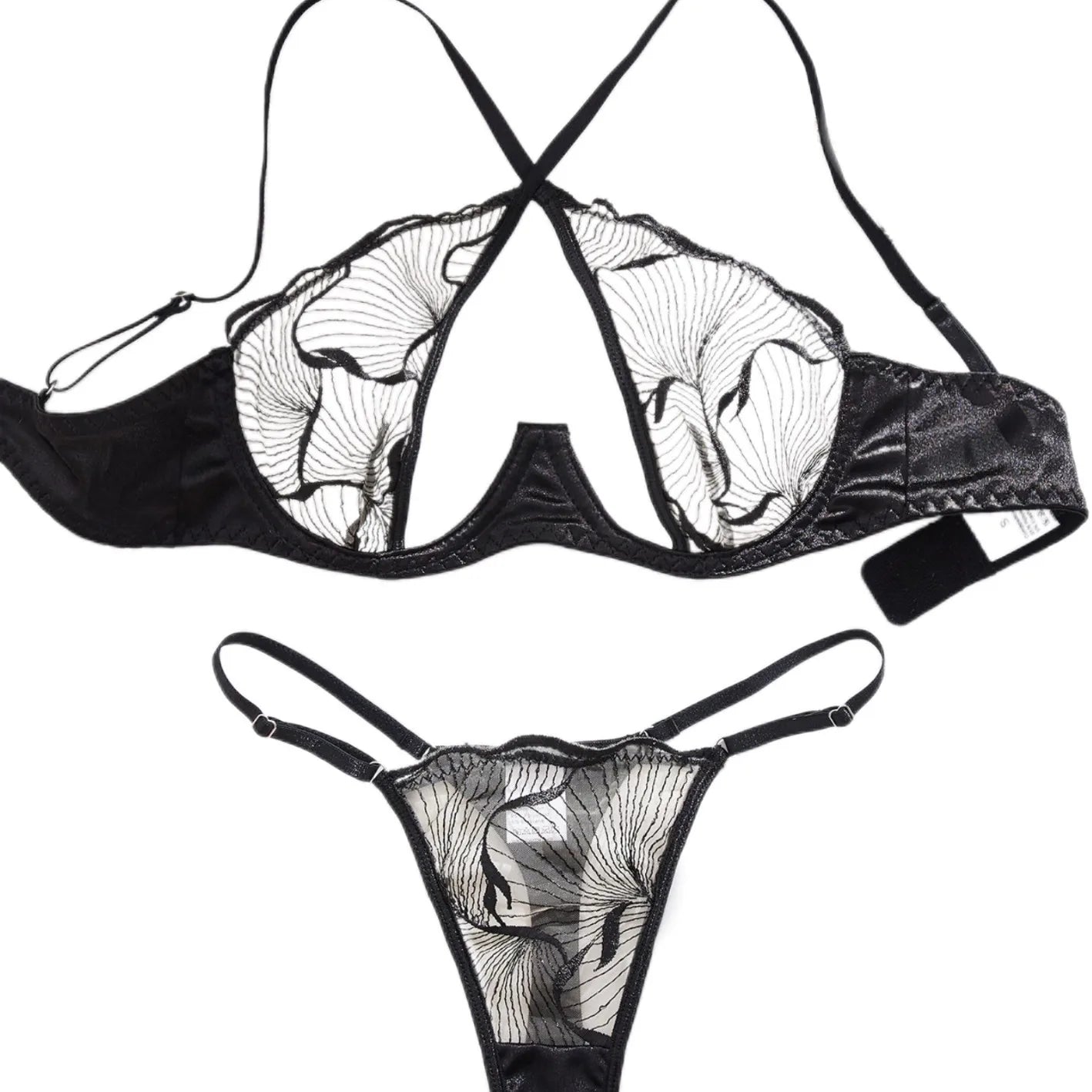 Mesh Hollow Out Bra Lace Lingerie Sets Erotic Suits