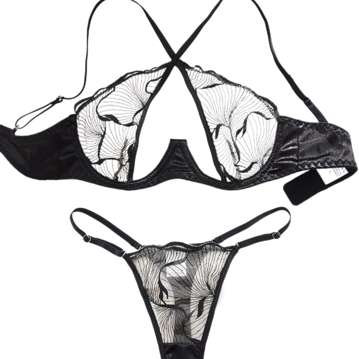 Mesh Hollow Out Bra Lace Lingerie Sets Erotic Suits