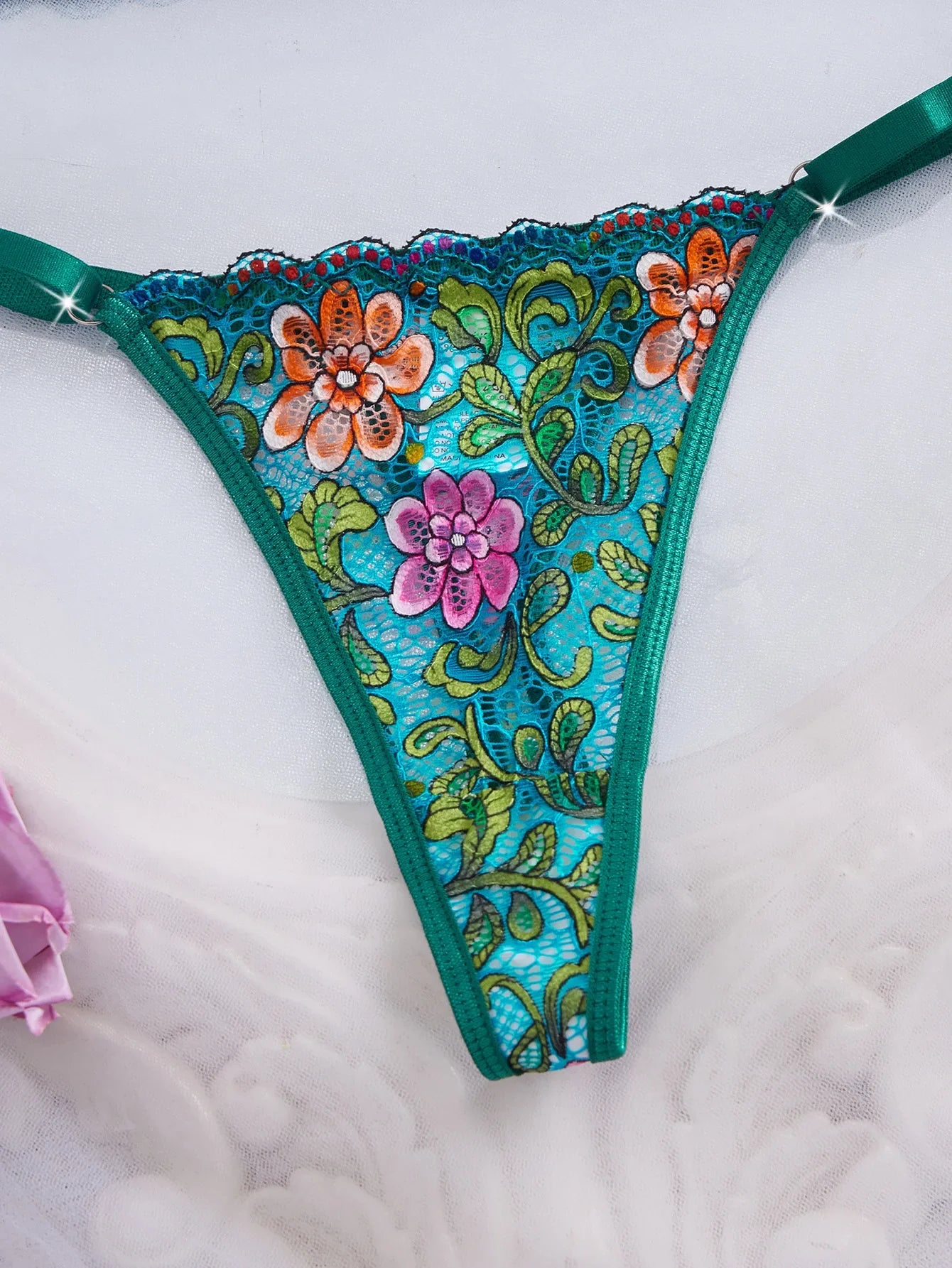 Multicolor Floral Lace Printed Bras Erotic Seductive Underwearss Clothingss Seduction Lingerie Set