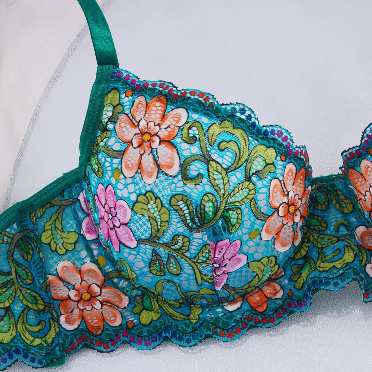 Multicolor Floral Lace Printed Bras Erotic Seductive Underwearss Clothingss Seduction Lingerie Set