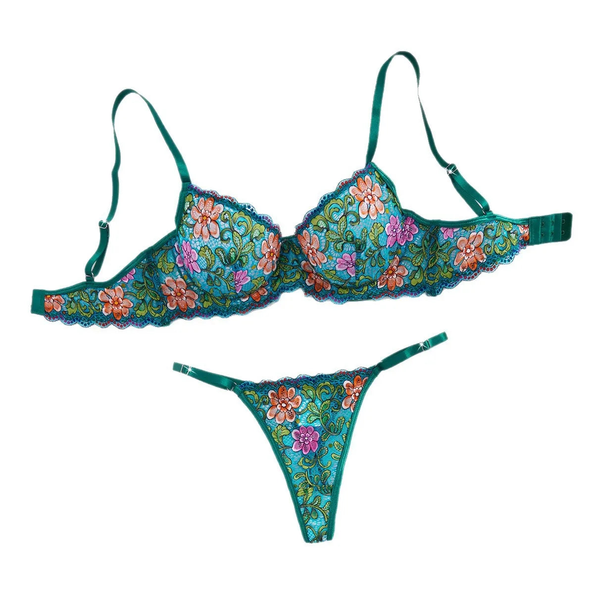 Multicolor Floral Lace Printed Bras Erotic Seductive Underwearss Clothingss Seduction Lingerie Set