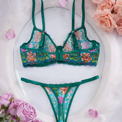 Multicolor Floral Lace Printed Bras Erotic Seductive Underwearss Clothingss Seduction Lingerie Set