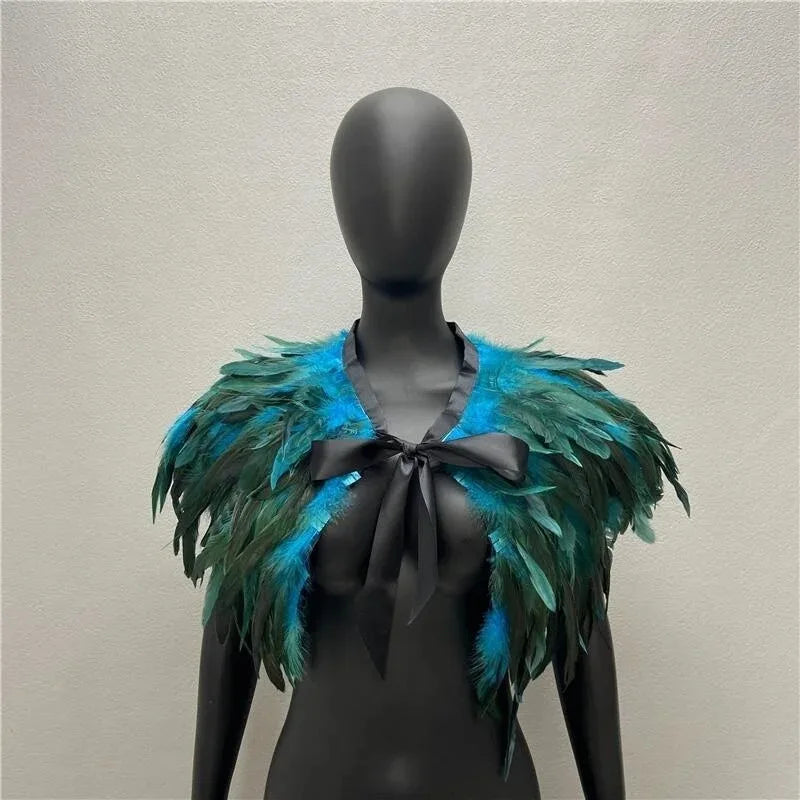 Neck Scarves Scarf Gothic Style Shawls Turkey Dress Cape Halloween Fur Shawl Feather Party Shawl Cosplay